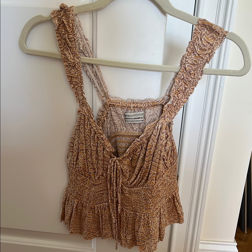 Urban Outfitters Pink Ruched Ruffled Tank Top